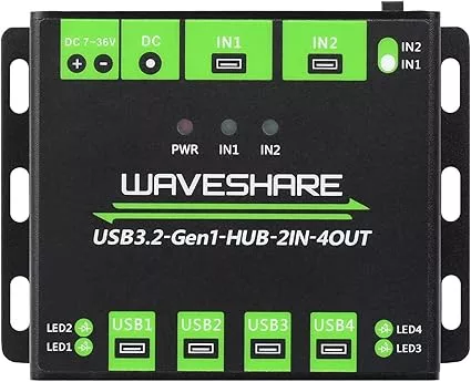 Industrial grade USB HUB, Extending 4x USB 3.2 Ports, Switchable dual hosts, Multi Protections