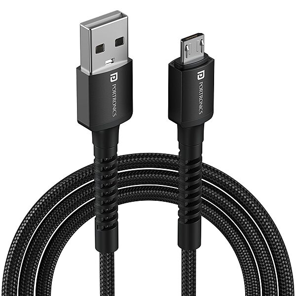 Portronics Konnect X USB-A to Micro USB Cable 3A Fast Charging Data Sync 1M Black