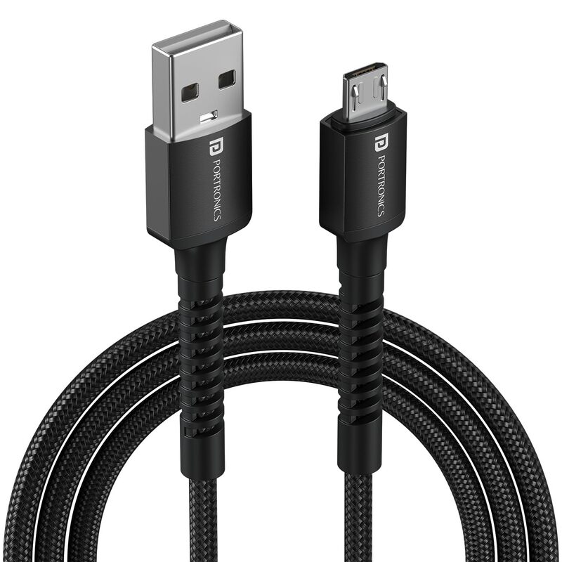 Portronics Konnect X USB-A to Micro USB Cable 3A Fast Charging Data Sync 1M Black