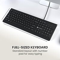 Portronics Keytonic Wired Combo | USB, Full-Size, 12 Shortcuts, Ergonomic Design, Durable Keys, Plug and Play, Compatible with Windows, Ideal for Home and Office Use, Sleek and Stylish.