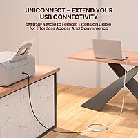 Portronics UniConnect 5M USB Cable – Male to Female | 5M | White | 1 Year Warranty
