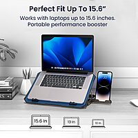 Portronics My Buddy AIR 2 Laptop Stand – Multi-Level | Dual Cooling Fans | Mobile Holder | Black