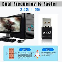 UPORT USB 5G 600 MBPS WiFi Adapter Driver Free Dual Band 2.4Ghz/5Ghz Wireless WiFi Receiver Dongle for PC, Laptop, Desktop Supports Windows 11,10,8.1,8,7,Xp/Mac Os 10.9-10.15