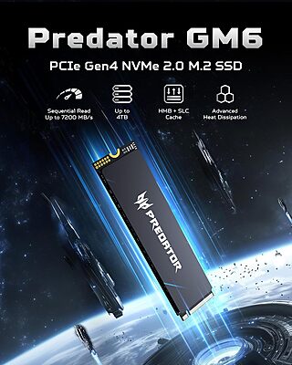 Acer Predator GM6 1TB NVMe SSD – M.2 2280 | PCIe Gen4 | Up to 7200MB/s Read