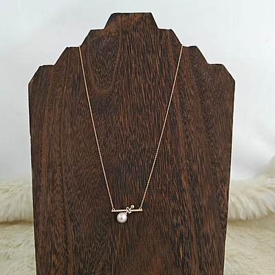 Dainty Gold Bar & Pearl Necklace