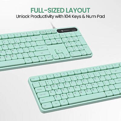 Portronics Ki-Pad 3 Blue USB Keyboard – Full Size offers a comfortable typing experience with its sleek design, responsive keys, and reliable connectivity, perfect for home or office use.
