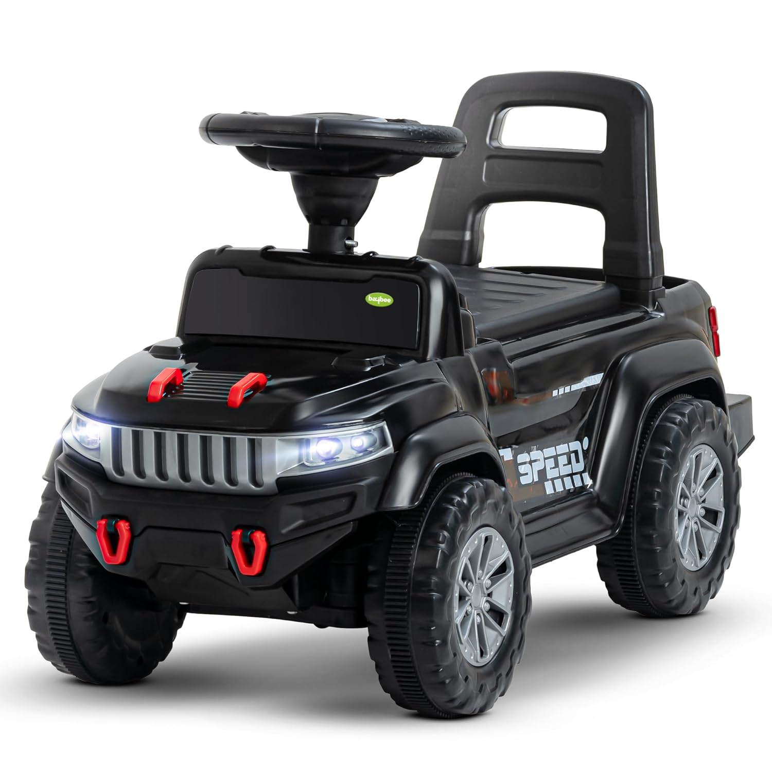 Baybee Push Ride on Baby Jeep for Kids Toys with LED Light & Storage Bin- Black Baybee Push Ride on Baby Jeep for Kids Toys with LED Light & Storage Bin- Black