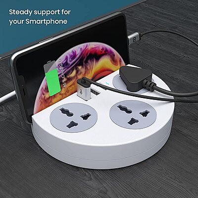 Portronics Power Plate 5 1500W Power Converter with 3 AC Sockets & 3 USB Ports White