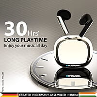 Blaupunkt Btw100 Khrome Bassbuds Truly Wireless Bluetooth Earbuds I Hd Sound I Gaming Mode I Low Latency I 30H PlaytimeITurbovolt Charging I Bt Version 5.3 I Intuitive Touch Controls