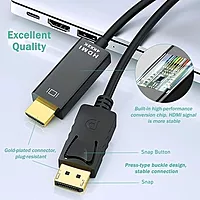 Uport 1.8M DisplayPort to HDMI Cable – 4K, high-speed connection for stunning visuals. Supports 4K resolution, ideal for gaming and streaming. Durable design, perfect for home or office use.
