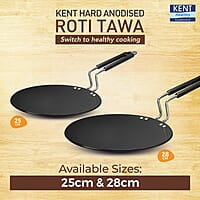 KENT Hard Anodised Roti Tawa 25 CM 4.88 mm Thick Base