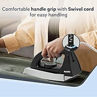 AGARO Regal Heavy Weight Electric Dry Iron, 1000W, Non- Stick Coated Heavy Sole Plate