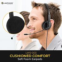 Lapcare LWS‑003 Wired Stereo Headset with Mic | On‑Ear Over‑Head Design, Soft Cushions, Deep Bass, Adjustable Mic & 1.8 m Cable – Compatible with PC, Mobile & Gaming