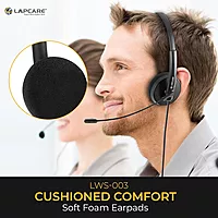 Lapcare LWS‑003 Wired Stereo Headset with Mic | On‑Ear Over‑Head Design, Soft Cushions, Deep Bass, Adjustable Mic & 1.8 m Cable – Compatible with PC, Mobile & Gaming