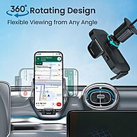 Portronics Clamp Y Car Mount – Adjustable, 360° Rotation, secure grip for smartphones, easy installation, perfect for navigation, hands-free calls, durable design, compatible with most devices.