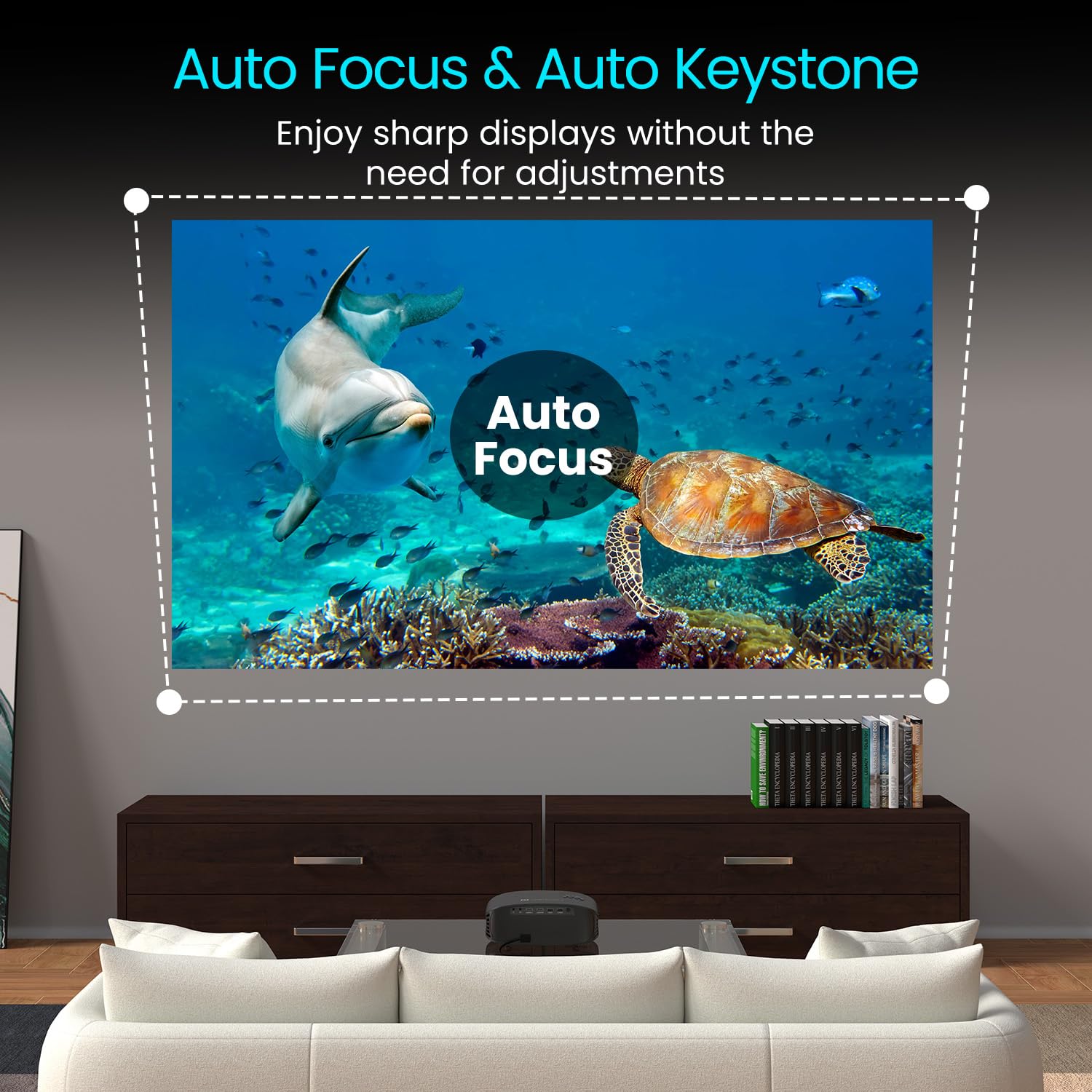 Portronics Beem 490 Smart Projector – 1080p Full HD, 6000 Lumens, Compact Design | Wi-Fi Enabled | Perfect for Home Theater, Presentations & Gaming