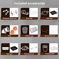 AGARO Royal Air Fryer For Home, 14.5L, Rotisserie Convection Oven, 1700W, Electric Oven