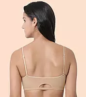 ENAMOR Moulded Double Layer Front Women's Cotton Cami Bra - Detachable Slim Straps with Back Keyhole, Non Padded, Wirefree, High Coverage A022