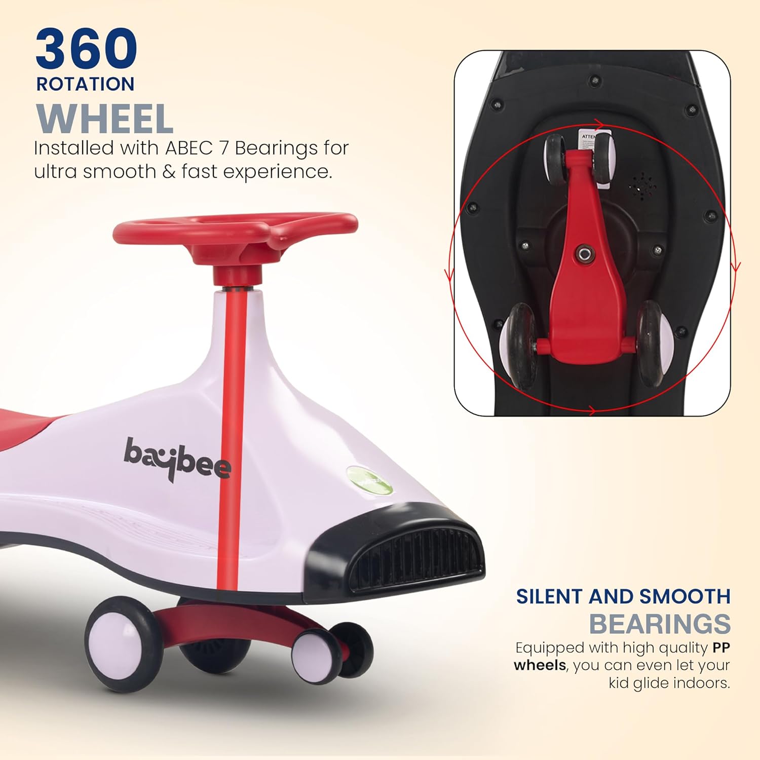 Baybee Primo Kids Magic Swing Cars for Kids- Pink