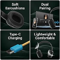 ZEBRONICS Thunder PRO Over Ear Wireless Headphone with Dual Pairing, Gaming Mode, ENC, Bluetooth, Call Function, Aux, Micro SD, Voice Assistant, Deep Bass, Up to 60h Backup