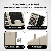 Portronics RuffPad CALC Mini LCD Writing Tablet (POR 2078) – 12.7cm Re-Writable Pad with Calculator