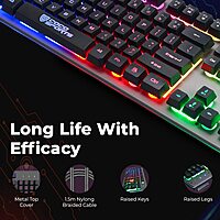 Coconut K17 Slam Wired Membrane Gaming Keyboard – Full Size 104 Keys | Rugged Iron Top | Backlit | 1.5m Braided Cable | Plug & Play | Gaming for Windows & Mac