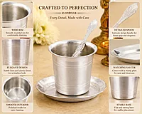 Sterling Silver Pancha Pathiram with Uthirini | Traditional Pooja Theertham Set