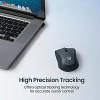 Portronics Toad 34: Sleek grey wireless mouse with USB connectivity, adjustable DPI, ergonomic design for comfort, ideal for all devices!