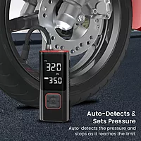 Portronics Vayu 2.0 Rechargeable Tyre Inflator – 150 PSI Pressure | 6000 mAh Battery | Preset Modes | Digital Display | Flashlight Torch | Air Pump Compressor for Car, Bike, Cycle | Black