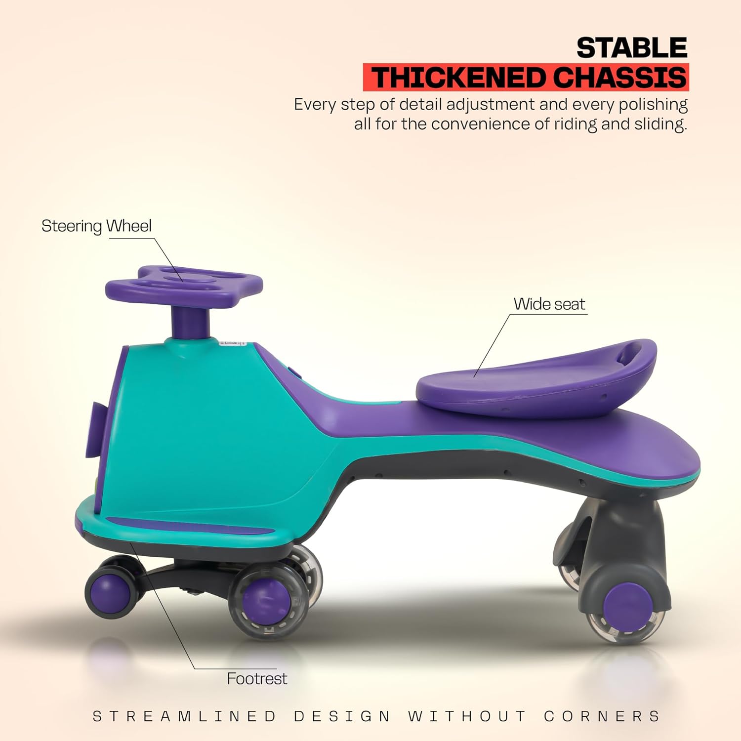 Baybee Nord Kids Magic Swing Car for Kids- Green/Violet Baybee Nord Kids Magic Swing Car for Kids- Green/Violet