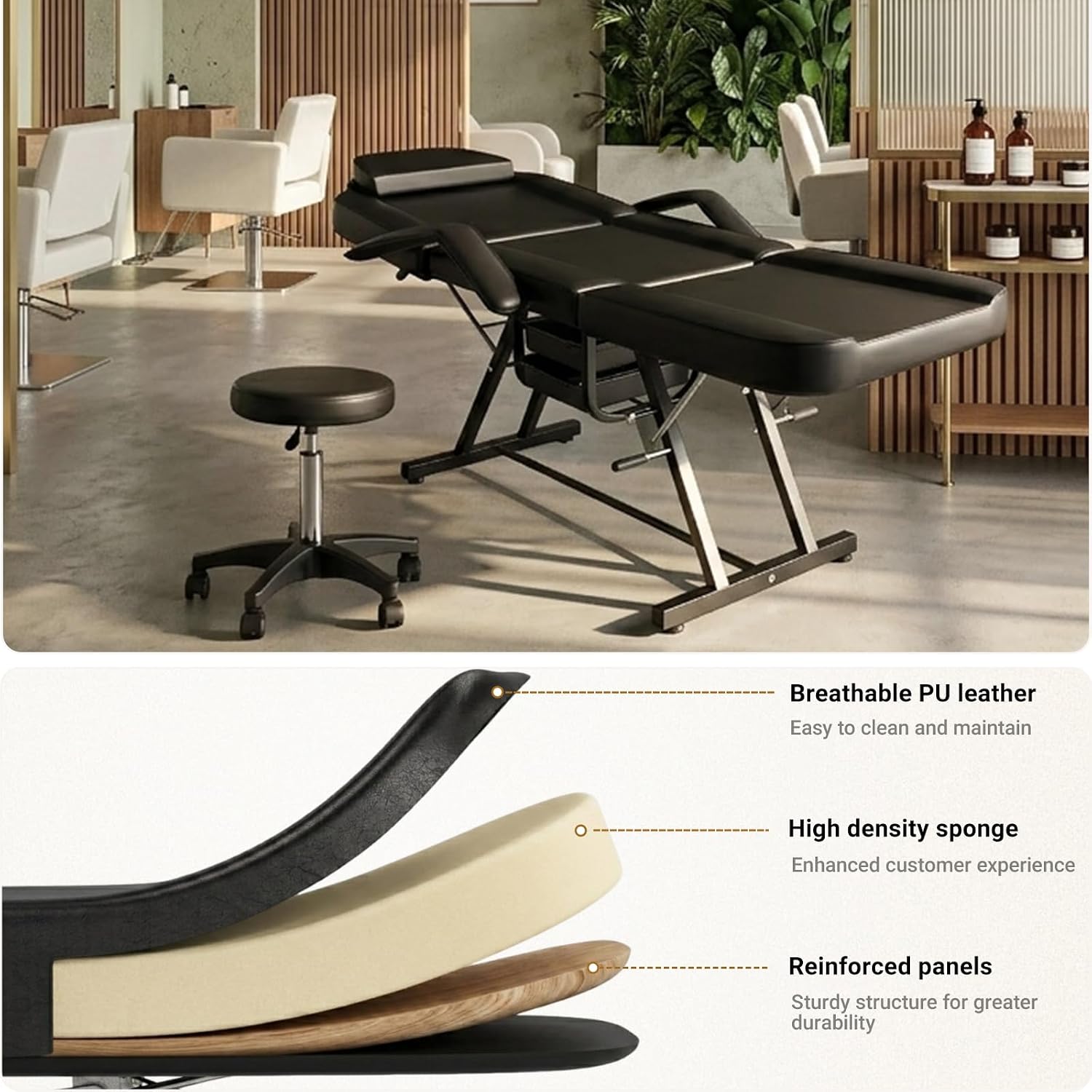 manual derma chair black