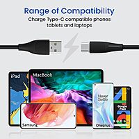 Portronics Silklink – 3A USB-A to Type-C Cable, 1M Black, durable and fast charging, perfect for smartphones and tablets, tangle-free design, high-speed data transfer, reliable performance.