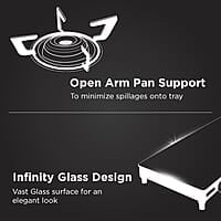 Preethi Luxe Pro 3 Burner Glass Top Gas Stove With Driptray Less Infinity Design