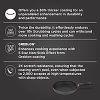 Preethi Dura Collection Non Stick Fry Pan, 24 cm, with Glass Lid, Gas & Induction Compatible