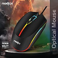 Frontech MS-0068 Wired Gaming Mouse – USB | 1200 DPI | 3 Button Design | RGB Lighting | Compact Stylish Build | Black | PC & Laptop
