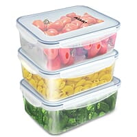 AGARO Airtight Container, Food Storage Container With Lid Rectangular Plastic Body, BPA Free, 1.5L, Pack of 3