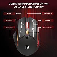 Portronics Vader Max Wireless Mouse – Dual Mode BT 5.3 & 2.4GHz | 2400 DPI | Black | 1 Year Warranty