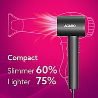 AGARO HD3240 Hair Dryer, Brushless 1600W Motor, 3 Speed & 4 temperature settings