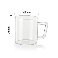 Borosil Vision 6 Pcs Tea n Coffee Borosillicate Glass 190 ml Classic Mug Set