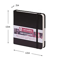 Talens Art Creations Sketchbook, Drawing Notebook, 4.7 x 4.7 inches (12 x 12 cm), Black, Thickness: 4.9 oz/sq ft (140 g/m2), Fine, Neutral, 80 Sheets Bound