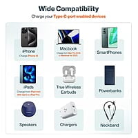 Ambrane 60W Type-C to Type-C Fast Charging Cable for Smartphones, Tablets, Laptops, iPhone 15 & Other Type C Devices, PD Technology, 480Mbps Data Sync, 1.2M (ABCC-60