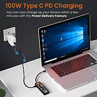 Portronics MPort View One – 5-in-1 USB-C Hub, 4K HDMI, USB 3.0, SD/TF Card Reader, Compact Design, Ideal for Laptops, Supports High-Speed Data Transfer, Plug and Play, Lightweight and Portable.