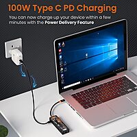 Portronics MPort View One – 5-in-1 USB-C Hub, 4K HDMI, USB 3.0, SD/TF Card Reader, Compact Design, Ideal for Laptops, Supports High-Speed Data Transfer, Plug and Play, Lightweight and Portable.
