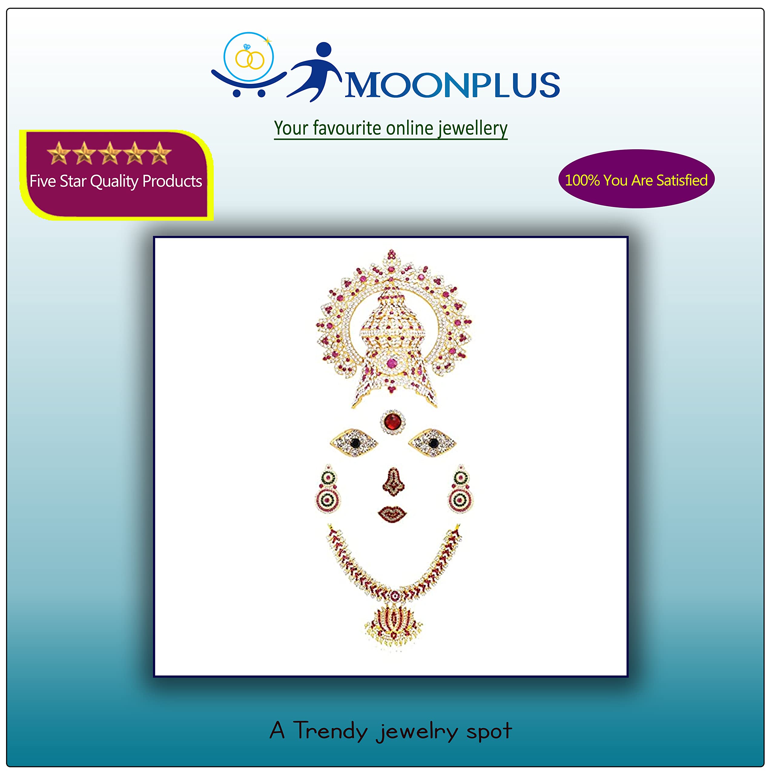 God Ornament Amman Face/Mugam with Crown/Kireedom and Lotus Attigai