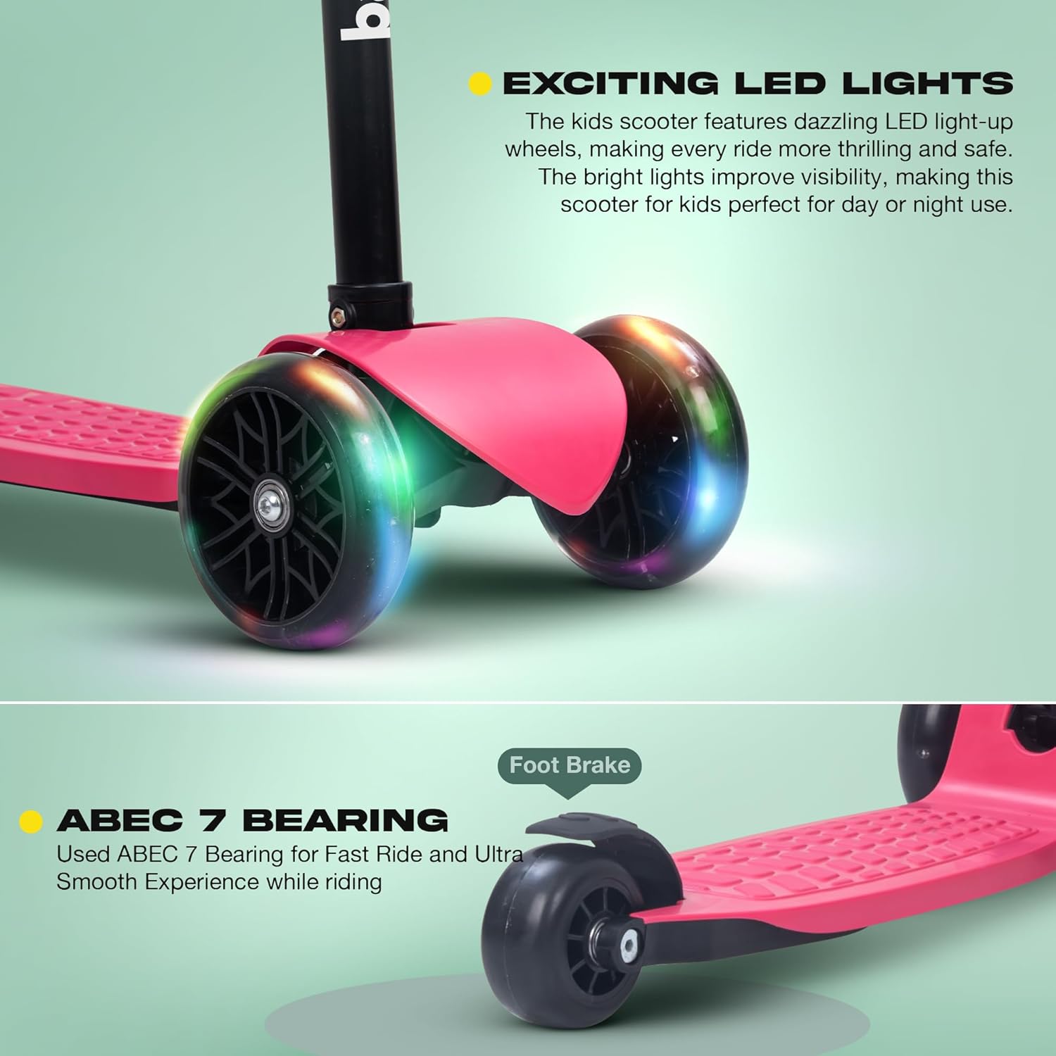 Baybee Zoomie Foldable Kick Scooter for Kids- PINK Baybee Zoomie Foldable Kick Scooter for Kids- PINK