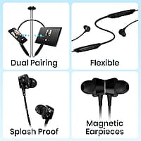 ZEBRONICS Yoga N3 with 46 Hours Backup,Bluetooth V5.2 Wireless Neckband,Enc Calling,Gaming Mode (Upto 50Ms),Voice Assistant,Dual Pairing,Splash Proof&Type C in-ear