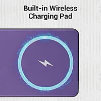 ZEBRONICS FUN MW65 Wireless Power Bank, 10000 mAh, Rapid Charge, Built-in Wireless Charging Pad, Outputs - 22.5W Wired | 15W Wireless, Type C PD, LED Indicator