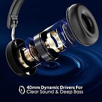 Blaupunkt BH51 ANC Moksha Bluetooth Wireless On Ear Headphones with 32 Hrs* Long Playtime I 25dB Active Noise Cancellation I 40MM Drivers I HD Sound I Built in Mic I TurboVolt Fast Charging