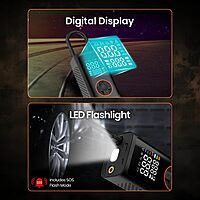 Portronics VAYU 7.0 Tyre Inflator – 4000mAh Portable | Digital Display | USB Output | Black