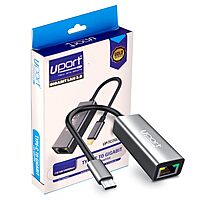 uPort Type-C to LAN + 3-Port USB Hub 2.0 offers seamless connectivity with a Type-C interface, providing a reliable Ethernet connection and three USB 2.0 ports for versatile device connections.